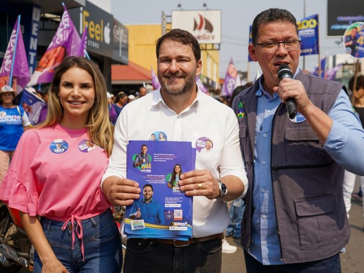 Ariquemes: Alex Redano faz caminhada e visita ao comércio, junto com Marcos Rocha e Mariana Carvalho