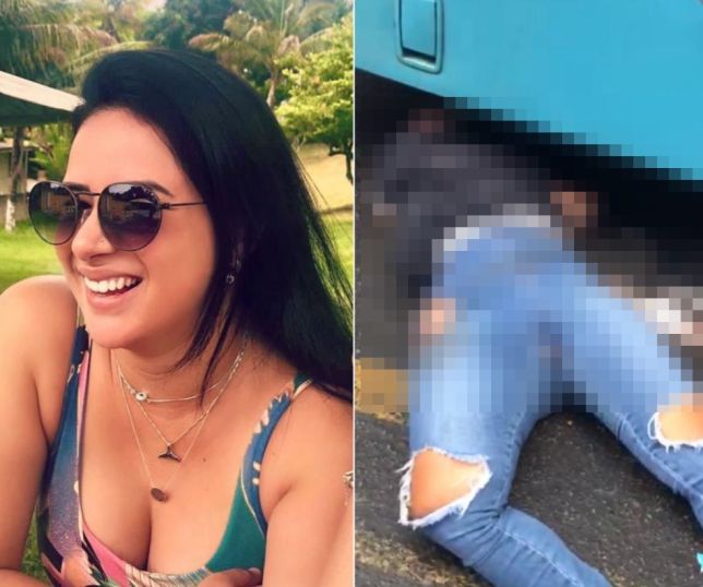 IMAGENS FORTES: Mulher morre ao cair de moto e entrar embaixo de um ônibus