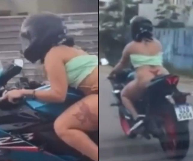 Vídeo viraliza de mulher que desfila em motocicleta usando apenas cropped e calcinha