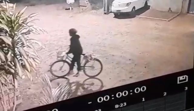 Mulher é flagrada por câmera invadindo quintal de residência e furtando par de chinelos em Vilhena