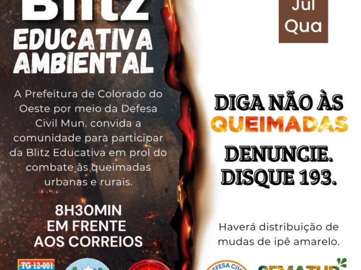 BLITZ Educativa Ambiental será realizada em Colorado do Oeste