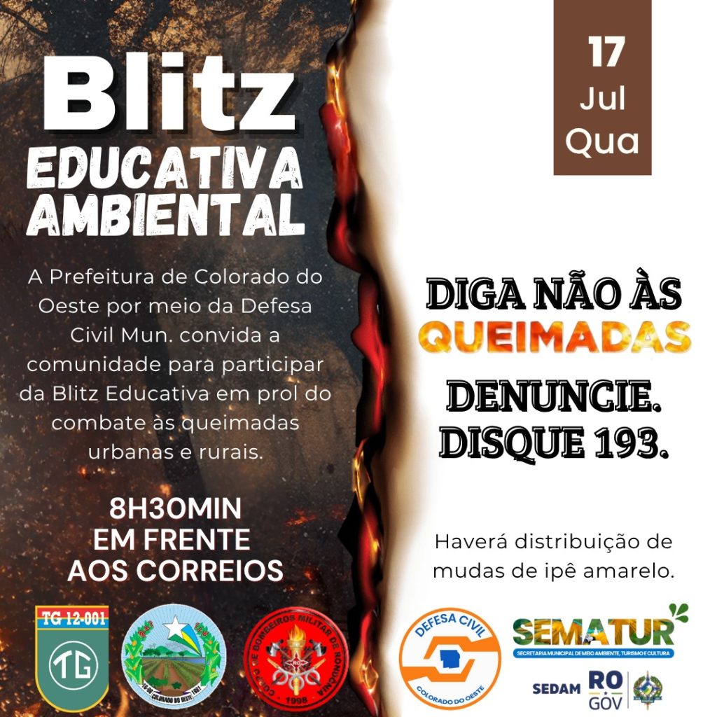 BLITZ Educativa Ambiental será realizada em Colorado do Oeste