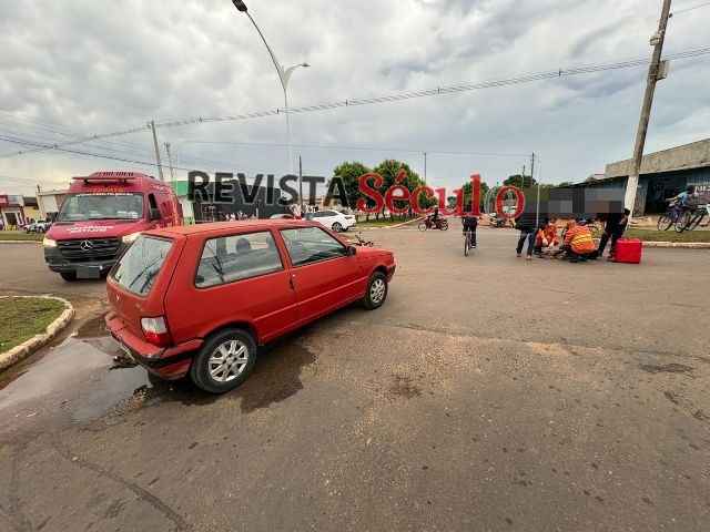 Carro e moto colidem em cruzamento de Vilhena