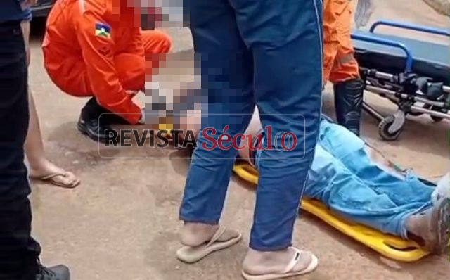 Motociclista fica ferido após colisão entre picape e moto na divisa dos bairros Cidade Verde II e Moisés de Freitas