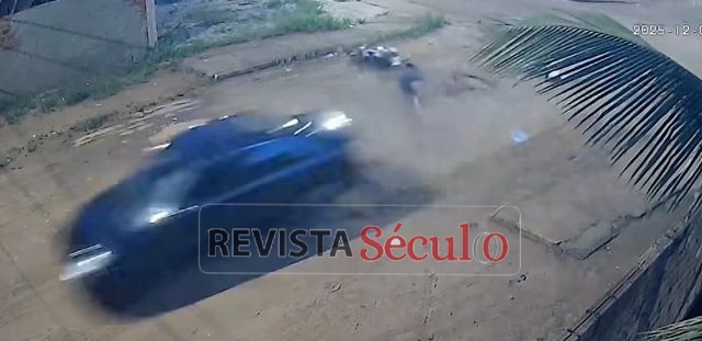 Motorista atinge moto e foge em alta velocidade e câmeras registram momento do acidente em Vilhena