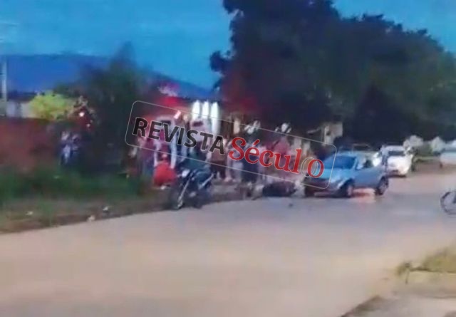 Acidente entre carro e motocicleta é registrado no bairro Marcos Freire, em Vilhena