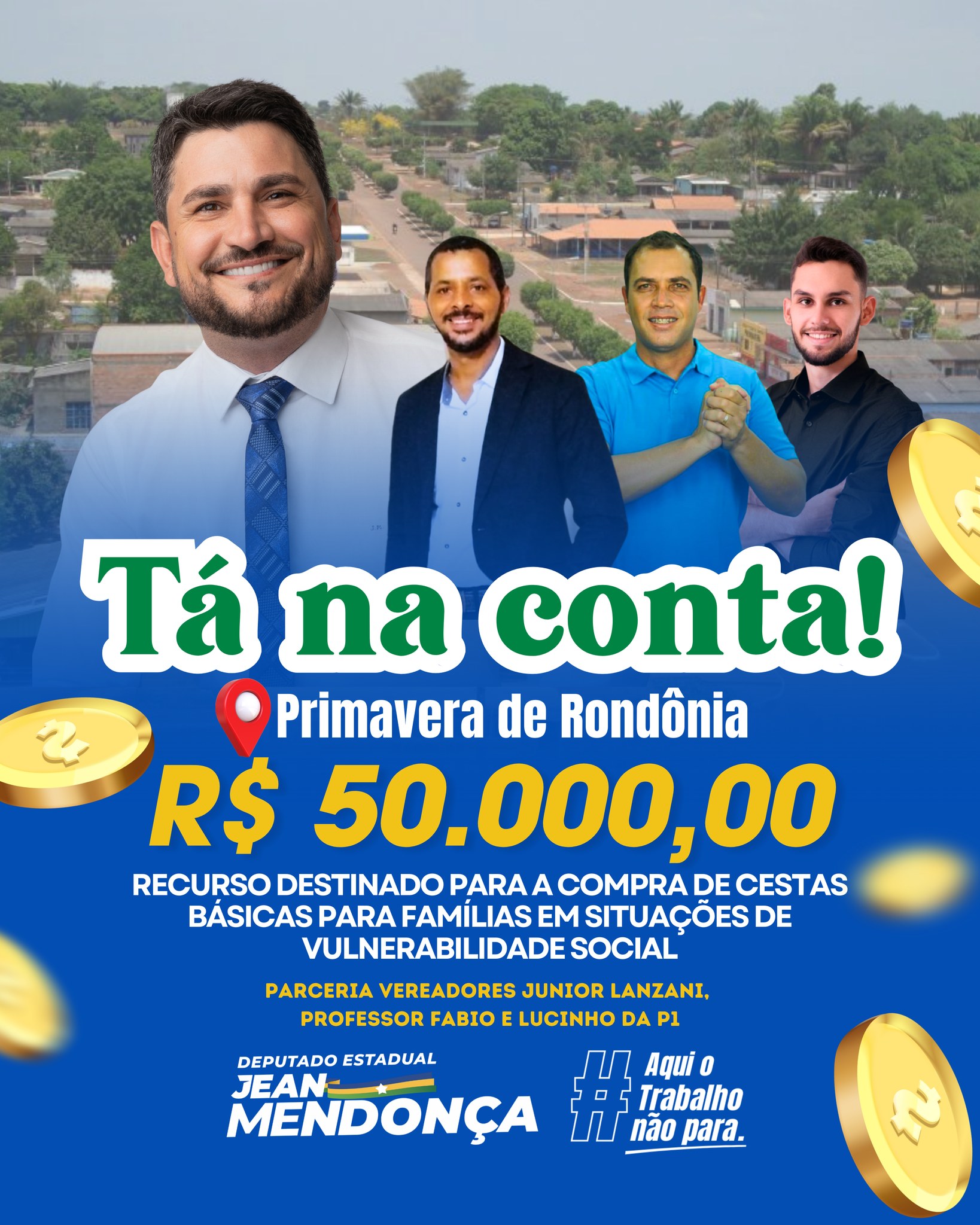 PRIMAVERA DE RONDÔNIA – Jean Mendonça viabiliza recursos para cestas básicas