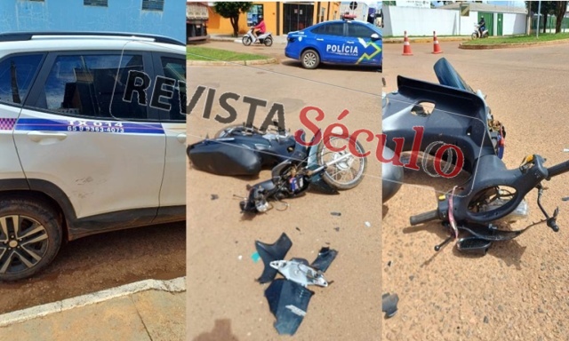 Colisão em cruzamento deixa motociclista ferida em Vilhena