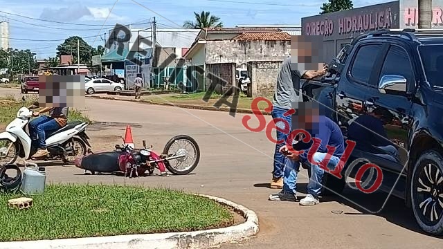 Moto e camionete colidem na BR-174 nesta manhã em Vilhena