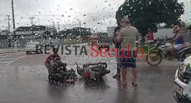 Colisão é registrada na rotatória da BR-364 em Vilhena e casal fica ferido