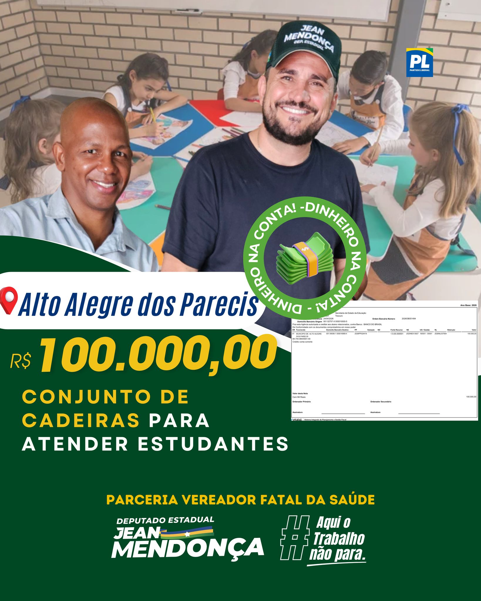 Deputado Jean Mendonça destina emenda para melhorar estrutura escolar em Alto Alegre dos Parecis