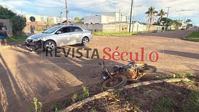 Colisão registrada no Jardim Eldorado deixa motoqueiro ferido em Vilhena