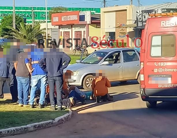 Acidente deixa motociclista e garupa feridos na Melvin Jones em Vilhena