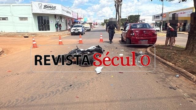 Vilhena: carro e moto colidem na avenida Paraná