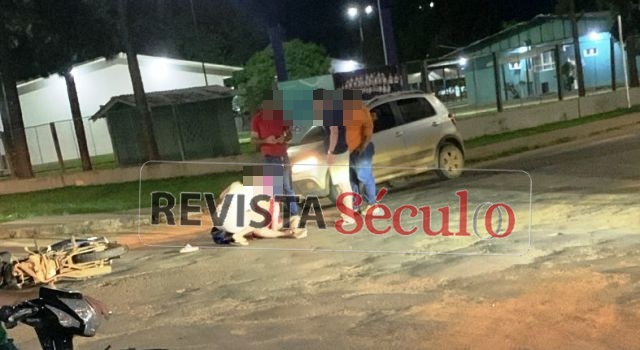 Colisão entre picape e motoneta deixa mãe e filha envolvidas em acidente em Vilhena