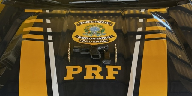Pimenta Bueno/RO: PRF em Rondônia apreende pistola calibre 9mm furtada no Acre
