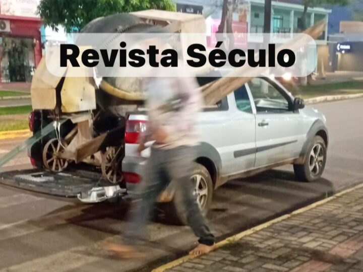 Betoneira se desprende de caminhonete ao passar por lombada na BR-174 em Vilhena