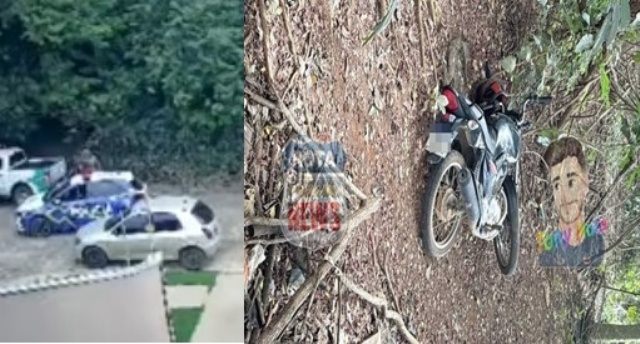 Câmera flagra Polícia Militar recuperando motocicleta em Vilhena