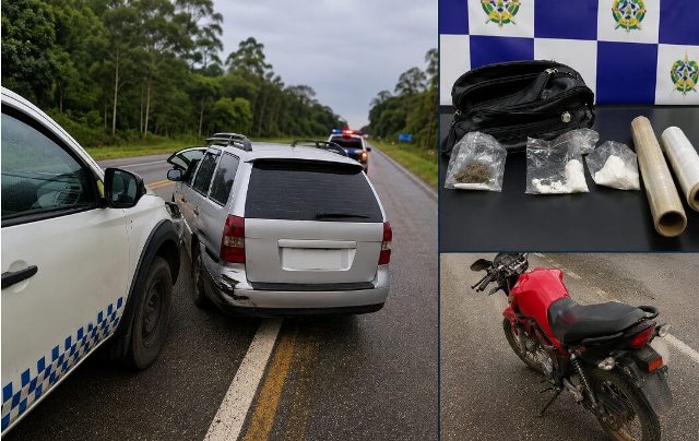 VILHENA – PM aborda carro suspeito, detém três pessoas e apreendes drogas na BR-435