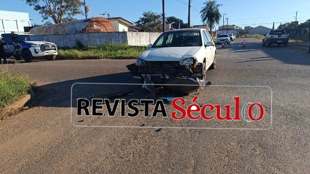 VILHENA – Colisão entre carro e moto é registrada na avenida Curitiba