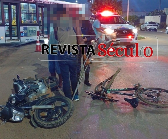 VILHENA – Ciclista provoca acidente entre bicicleta e moto no Cristo Rei