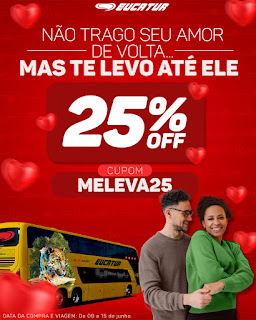 Neste Dia dos Namorados, a Eucatur será sua parceira nessa missão. Use o cupom MELEVA25 e ganhe 25% OFF na passagem para viver esse reencontro inesquecível!