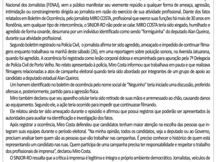 Funcionários do deputado Alan Queiroz agridem jornalista idoso que cobria desrespeito a Lei Eleitoral